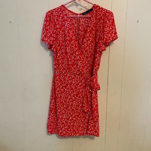 Ash + Violet Red Floral Mini Dress, L